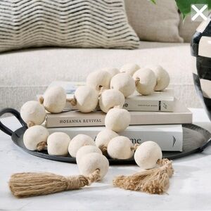 Frontgate Cream Beaded Garland with Tassels - NWT